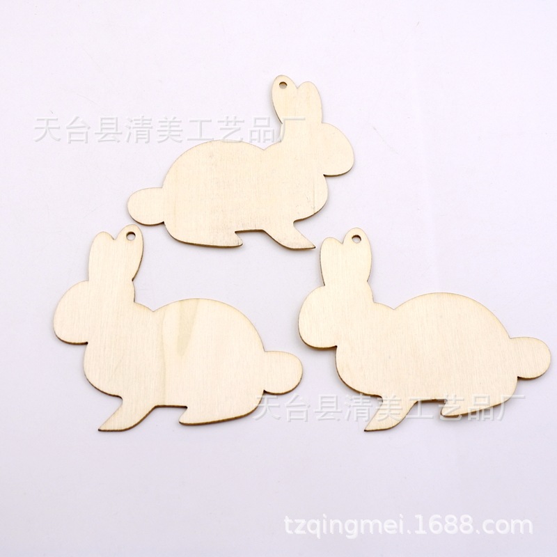 DIY conejito pieza de madera dibujos animados lindo conejito forma decoración pieza de madera 20 piezas en un paquete