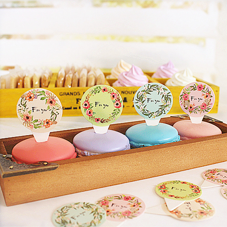 圆形马芬蛋糕盒插牌慕斯杯插卡纸杯子蛋糕插片布丁烘焙装饰800枚