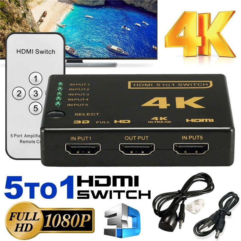Оптовый конвертер HDMI 3 в 1 из 4K с пультом дистанционного управления инфракрасный переключатель 5