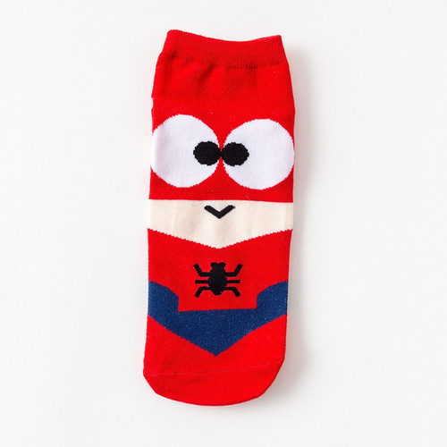 Spring and summer socks, superhero cartoon boat socks, low-cut men's trendy socks, cotton Superman Spider-Man men's socks