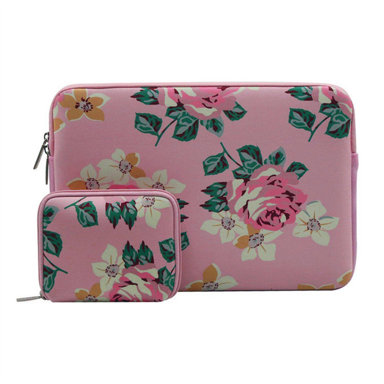 Diving Material Flower Women's Fleece-Lined Computer Bag Neoprene Women's Computer Bag Portable Protection Computer Bag