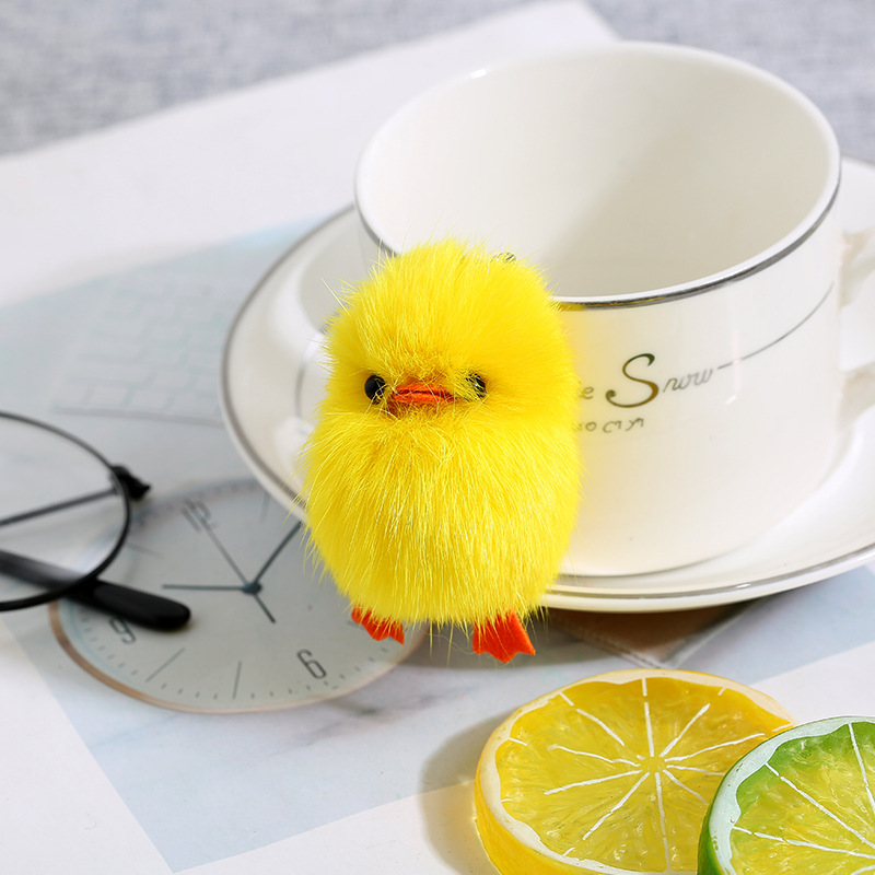 Ins piel de zorro real pequeño pato amarillo felpa llavero colgante niñas bolso adornos clave (buena calidad)