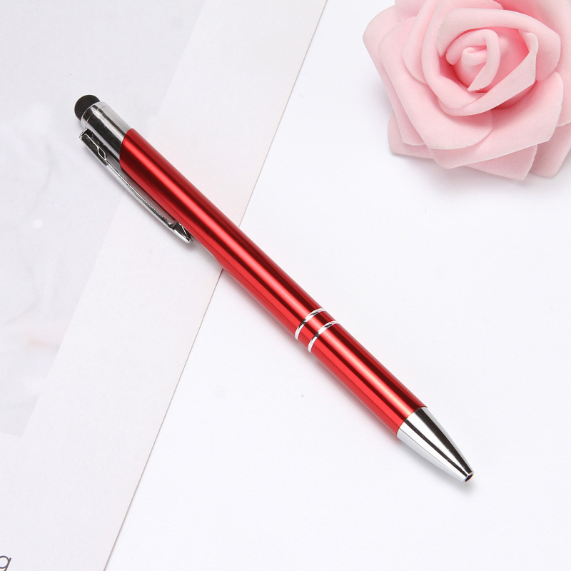 Publicidad bolígrafo letras regalo pluma pantalla táctil Prensa Bolígrafo De Metal varilla de aluminio oxidación bolígrafo logotipo impreso