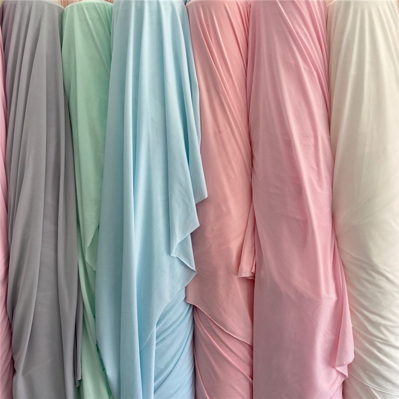 Poliéster amoníaco mariposa malla hielo fresco seda tejido frío sensación de alta elástico protección solar ropa tela máscara pañuelo ropa interior paño en stock