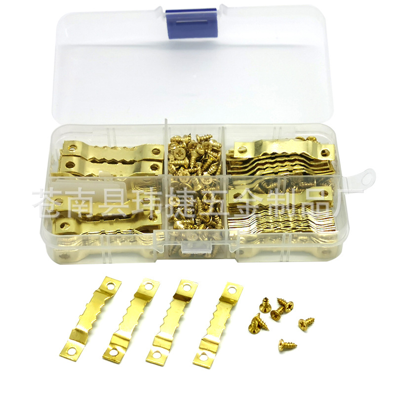 跨境专供 100 套金色锯齿框吊架用螺钉 喷漆照片油镜钩 螺丝
