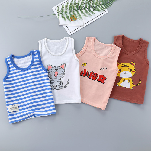 Children's vest pure cotton summer thin foreign trade children's clothing cartoon boys and girls sleeveless tops single piece suspenders wholesale