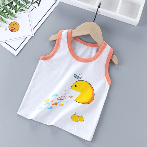 Children's vest pure cotton summer thin foreign trade children's clothing cartoon boys and girls sleeveless tops single piece suspenders wholesale