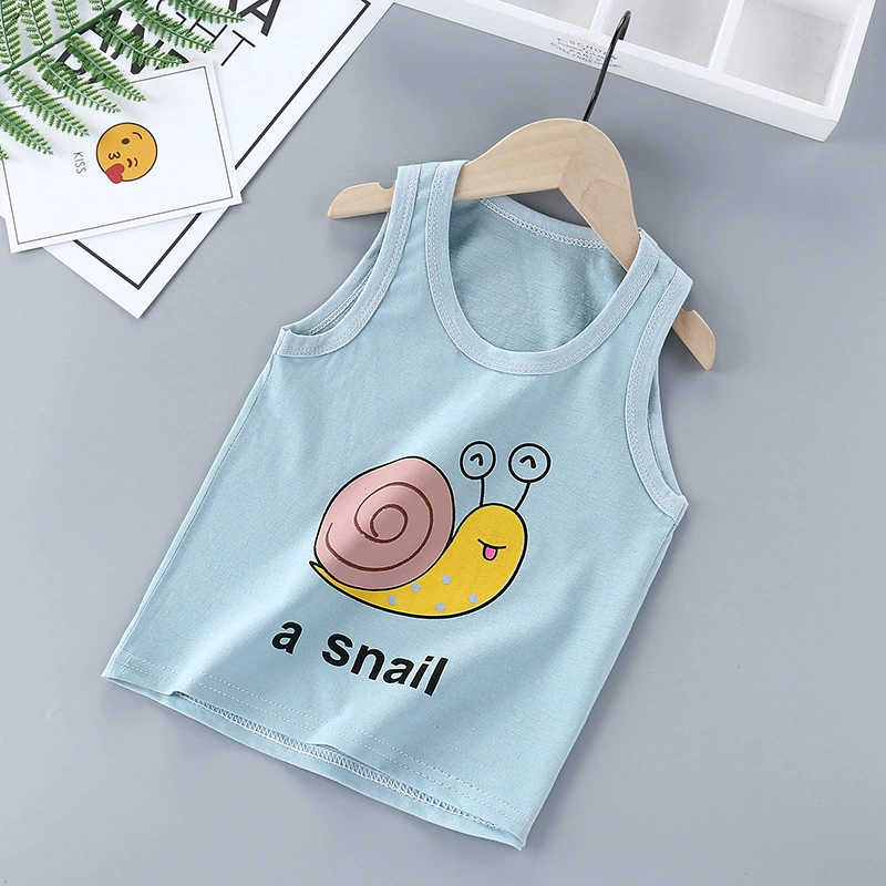 (Граница торговли), детская хлопковая летняя тонкая футболка без рукавов с рисунком-мультфильм для мальчиков, детская одежда, бюстгальтер на бретелях