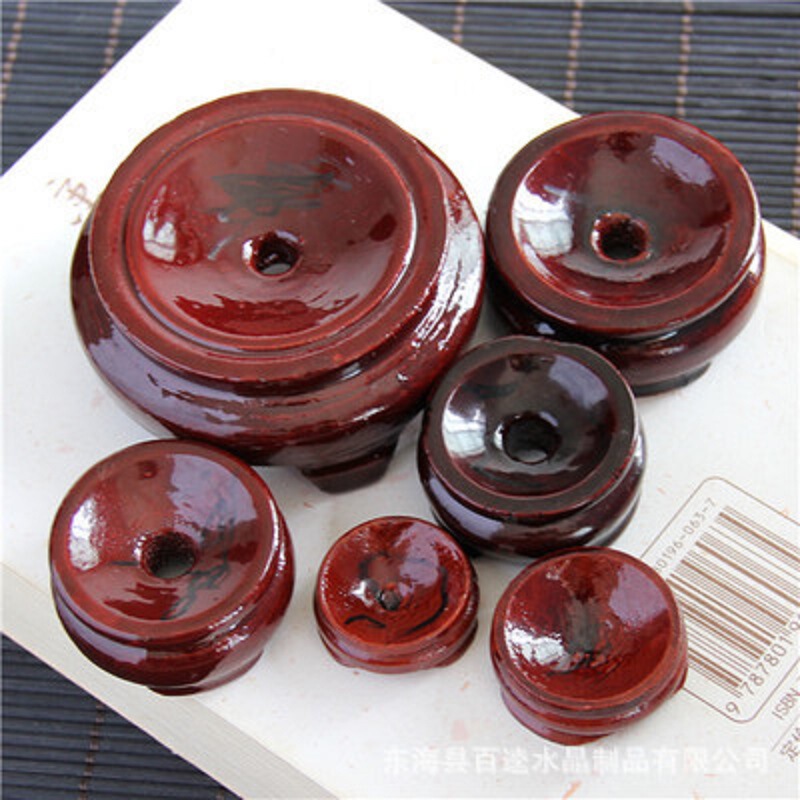 Crystal Ball Base Round Rotatable Base Strange Stone Base Egg Carving Wooden Gourd Base Single Layer Double Layer Wooden Support