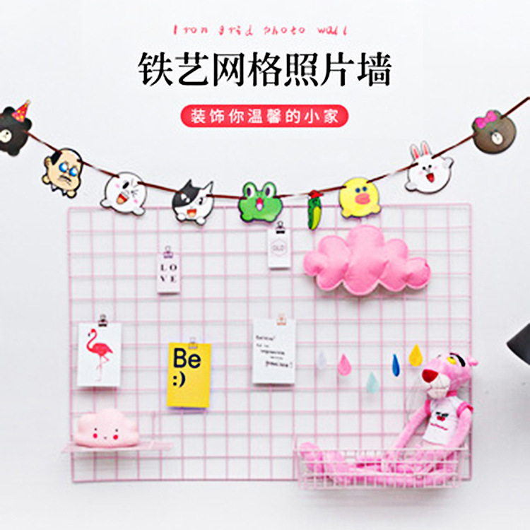 Rejilla de hierro decorativa estilo INS pared para fotos decoración creativa escolar malla con recubrimiento plástico y soldadura eléctrica