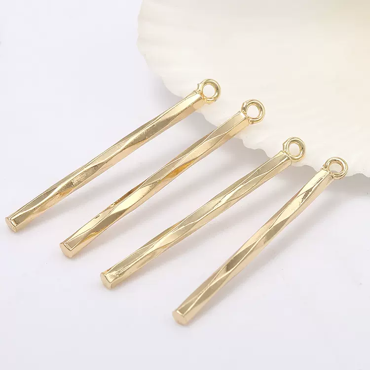 新款跨境热销纯铜镀14k金条状吊坠diy饰品配件厂家直销批发