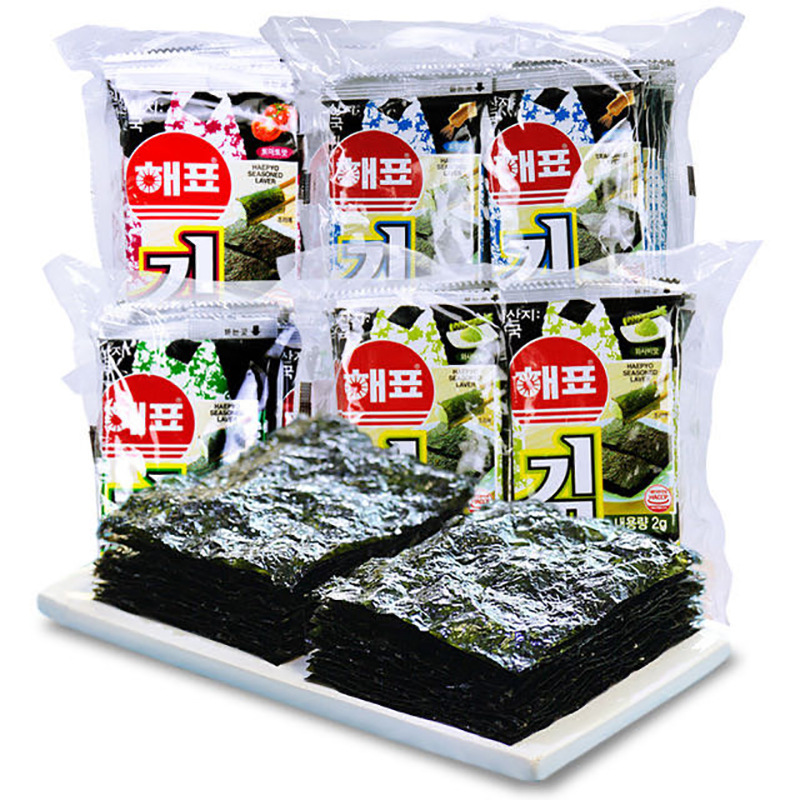 韩国海牌海苔12g番茄芥辣鱿鱼原味紫菜热卖商场休闲儿童零食批发|ms