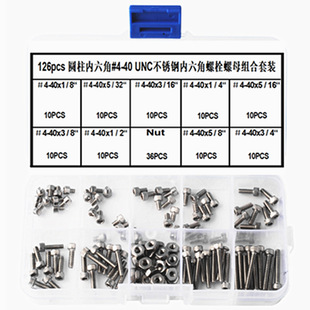 126pcs �A��������#4-40 UNC���P䓃�������˨��ĸ�M�����b