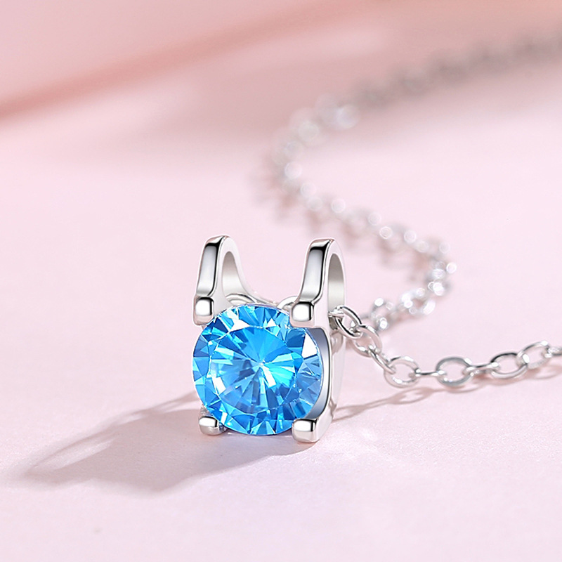 S925 plata esterlina cuatro garra collar de diamantes cuadrilátero geométrico simple temperamento collar nicho diseño sentido venta al por mayor