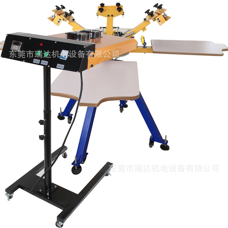 T恤印花机4色丝网印刷机服装四色四工位双轮转精准套色平面印刷机