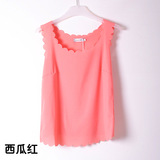 Жилет, базовая приятная телу шифоновая майка топ без рукавов, европейский стиль, большой размер, свободный крой, эффект подтяжки