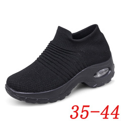 Amazon AliExpress Cross-border Wish Breathable Flyknit Mesh Sports Shoes Women's Slip-On Casual Shoes Plus Size Lightweight