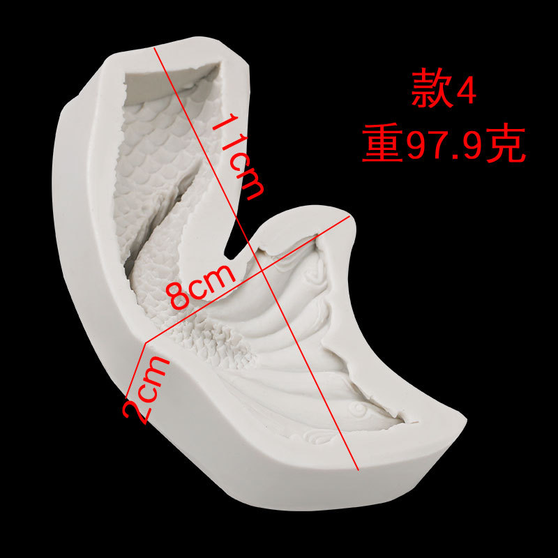 3D sirena cola océano serie DIY fondant pescado cola chocolate pastel epoxi colgante molde