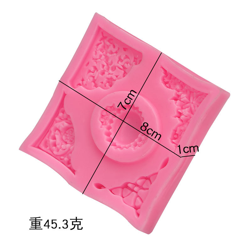 De estilo europeo de encaje diamante frontera molde de chocolate en relieve molde de silicona líquida fondant cake decoración molde