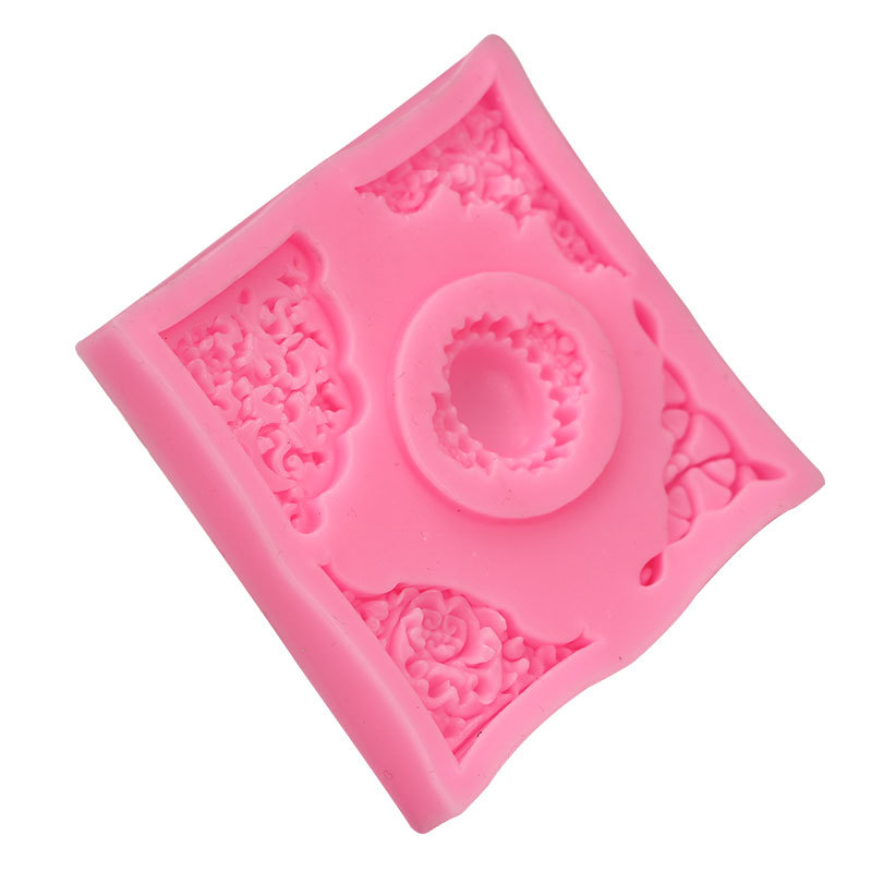 De estilo europeo de encaje diamante frontera molde de chocolate en relieve molde de silicona líquida fondant cake decoración molde