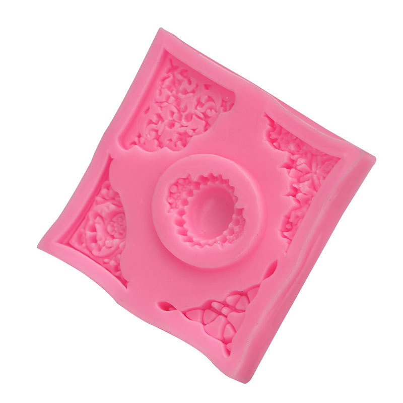 De estilo europeo de encaje diamante frontera molde de chocolate en relieve molde de silicona líquida fondant cake decoración molde