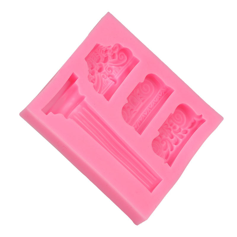 Bricolaje estilo europeo retro romano columna molde fondant cake decoración edificio retro columna chocolate epoxi molde