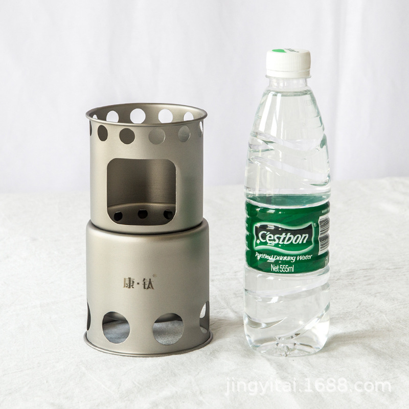 Estufa de carbón pequeña de titanio para exteriores Kangtai, estufa de alcohol portátil desmontable, estufa de leña, estufa para preparar té.
