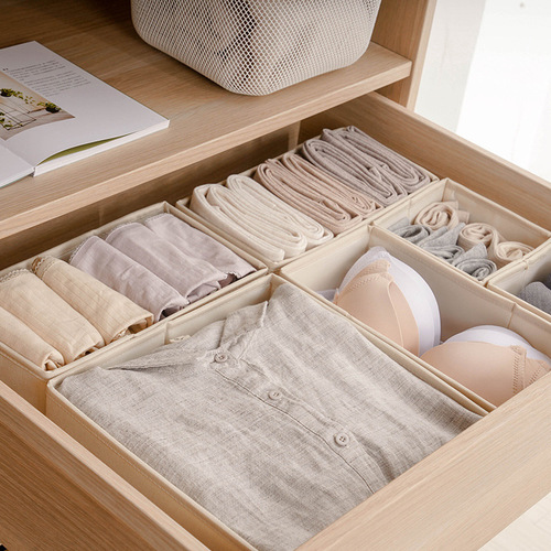 Tianzong fabric separated underwear storage box desktop organizer box underwear socks bra drawer storage box home xs
