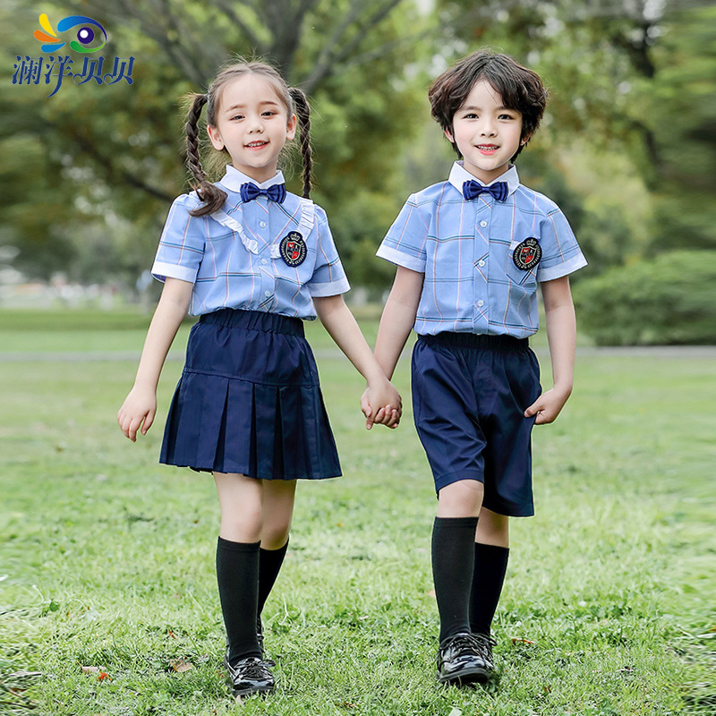 Lanyang Bei Bei School Uniform Set Summer Outfit Primary School British Academic Style School Uniform Kindergarten Uniform Class Uniform Trendy Wholesale