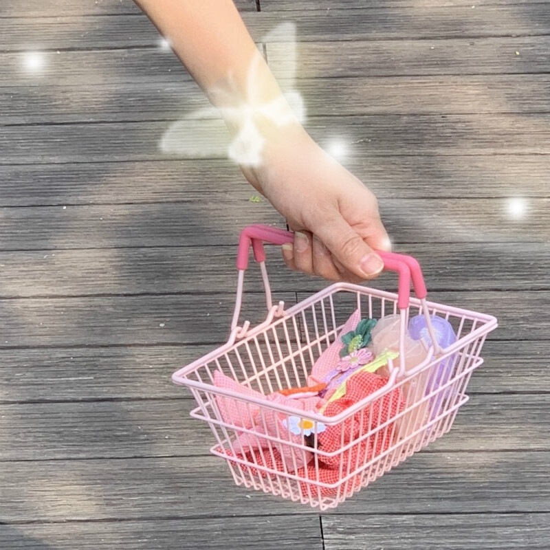 Cross-border spot ins style girl pink creative camping picnic basket iron snack basket fried food basket Cross-border spot ins style girl pink creative camping picnic basket iron snack basket fried food basket