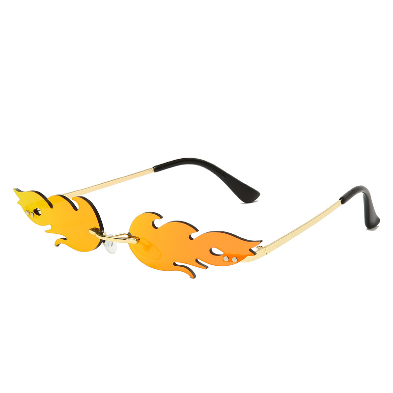 火焰太阳眼镜跨境无框炫彩金属墨镜欧美时尚搞怪小框眼镜1829