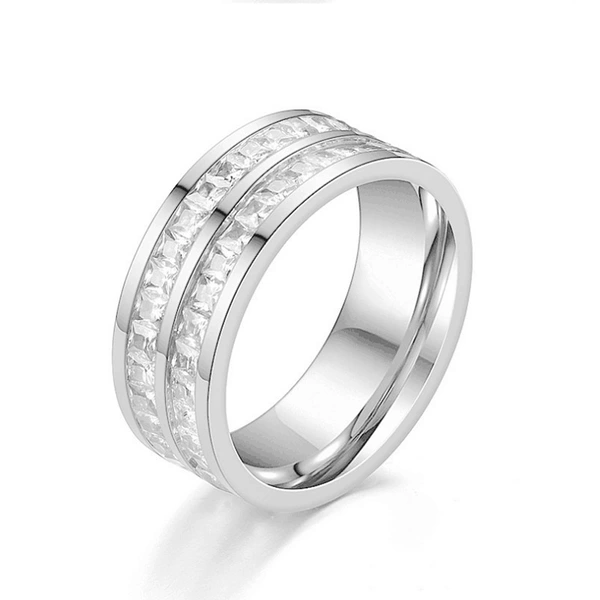 Silver-double row small square diamond