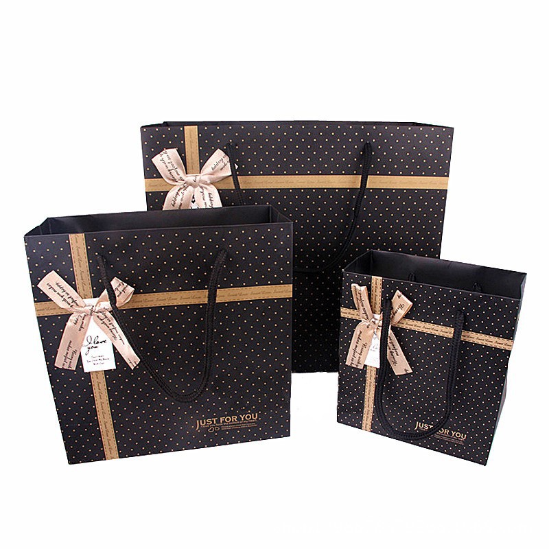 全新高档韩版黑色斑点节日礼物包装袋礼品袋纸袋手提袋特价批发