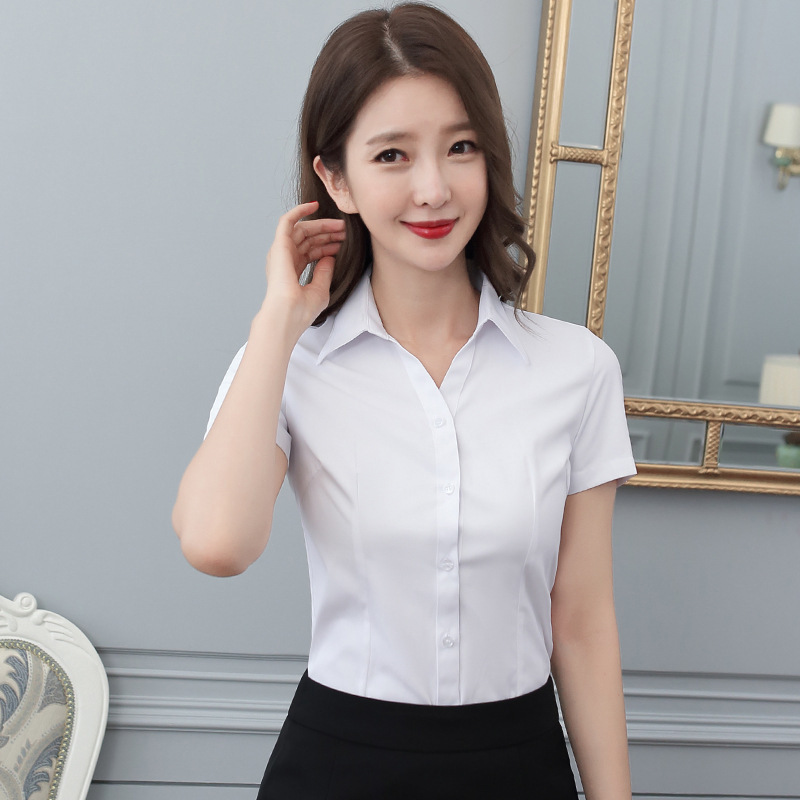 White Shirt for Women 2026 New Spring and Summer Shirt Professional Wear Korean Style Large Size Slim Fit Work Formal Wear Work Uniform