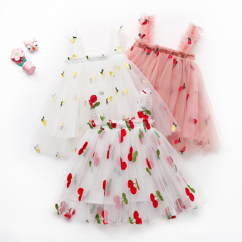 Summer New Girls' Embroidered Mesh Strap Skirt Baby Girls' Tube Top Fluffy Princess Skirt Foreign Trade Amazon Explosions Summer New Girls' Embroidered Mesh Strap Skirt Baby Girls' Tube Top Fluffy Princess Skirt Foreign Trade Amazon Explosions