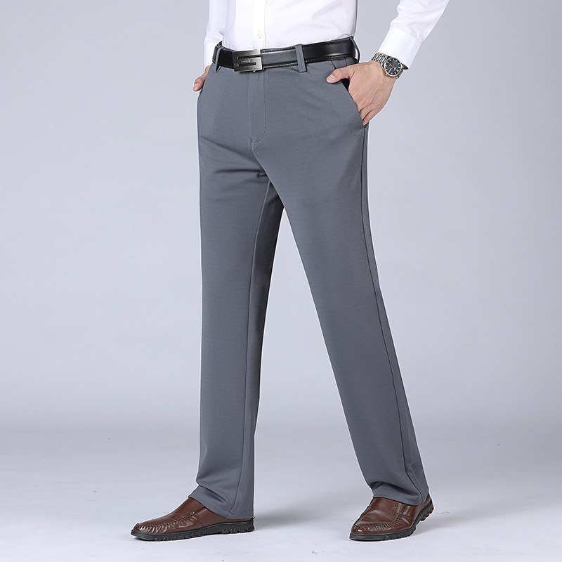 2023 verano nuevos hombres pantalones antiarrugas no planchado estiramiento negocios pantalones casuales pantalones de traje pantalones largos rectos sueltos de los hombres
