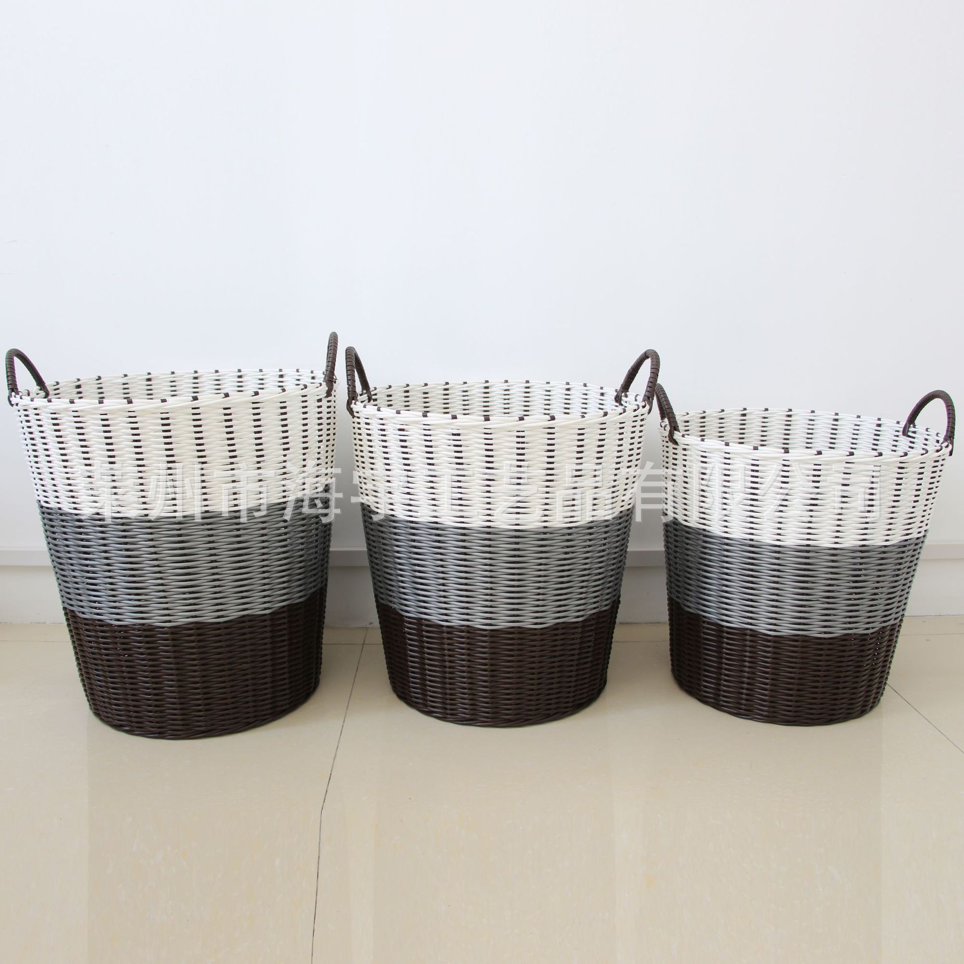 Cesto de ropa sucia tejido de plástico tipo ratán, multifuncional