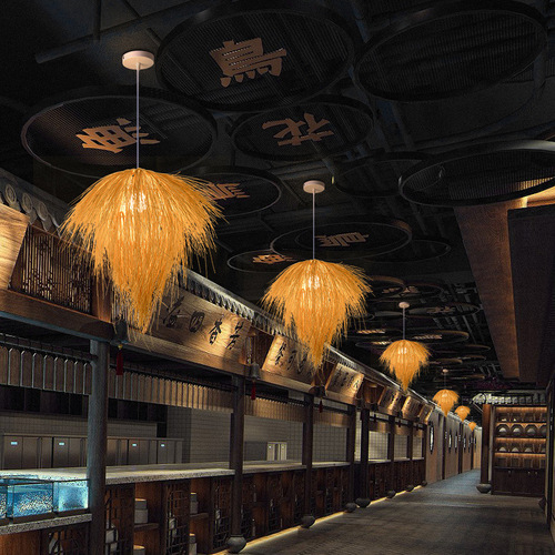 Japanese antique hotel bamboo rattan chandelier creative personality retro bar restaurant tea house bed and breakfast bird's nest lighting