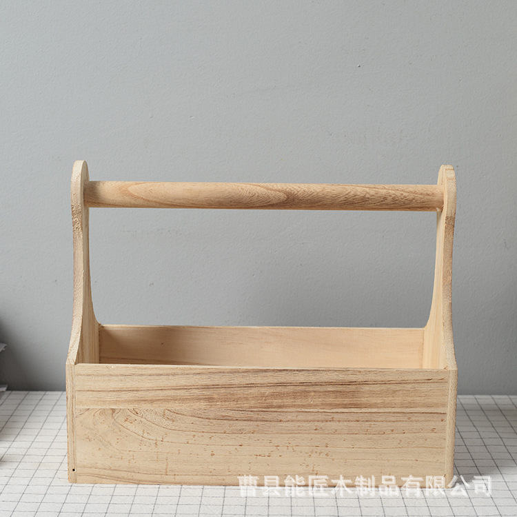 Wooden portable box basket Japanese bamboo fruit basket living room creative home snack basket sushi basket