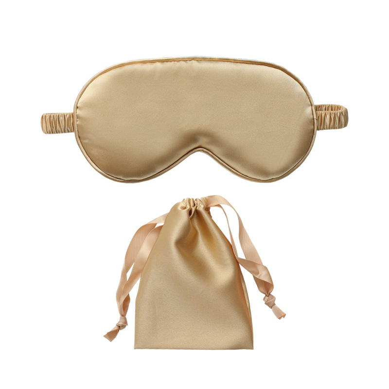 Máscara de ojo de seda artificial conjunto de dos piezas bolsa de tela libre máscara de ojo protectora diaria trabajo sombreado máscara de ojo del sueño traje al por mayor