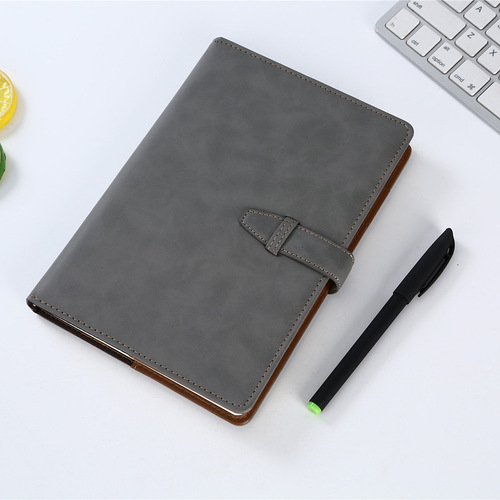 Creative A5 notebook printing LOGO color changing PU leather business notebook buckle B5 business work record book
