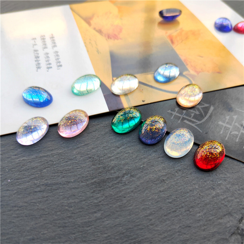 DIY Ancient Style Hairpin Jewelry Accessories Materials Resin Imitation Stone Iridescent Inlaid Oval Gold Powder Ring Face DIY Jewelry