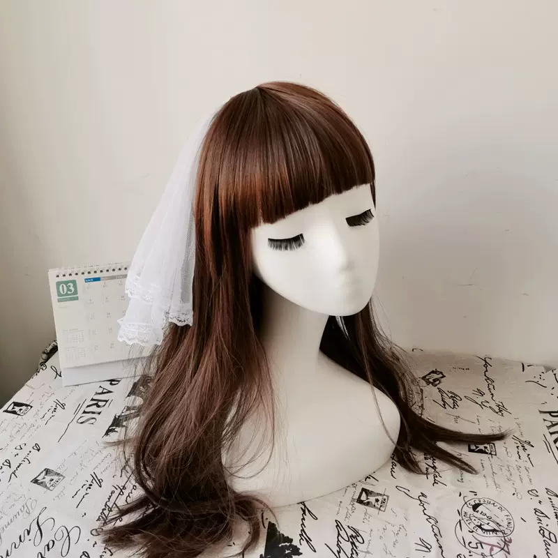 lolita发饰蕾丝白色头纱宝宝花童头纱洛丽塔头饰写真发饰黑色头纱