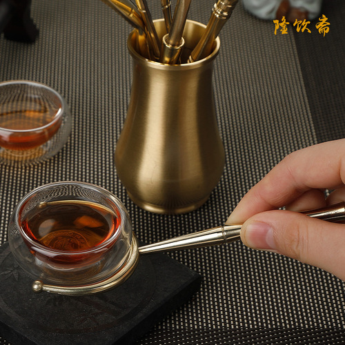 Longyinzhai Brass Tea Ceremony Six Gentlemen Kung Fu Tea Set Accessories Cup, Fork, Tea Knife, Tea Clip Set, Tea Spoon, Pot Keeping Pen
