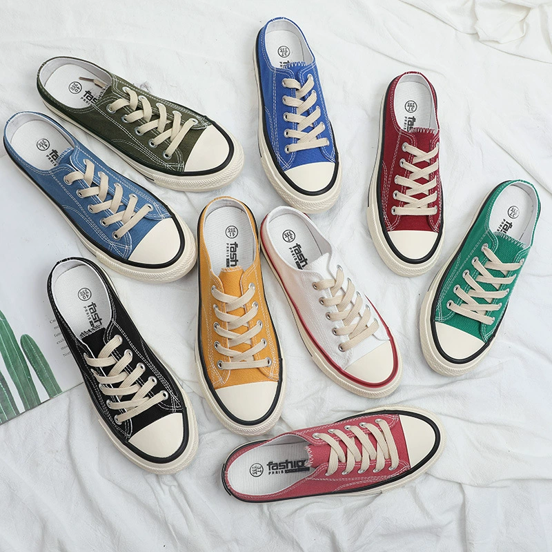 2020 скидка, новые мужские тапочки, полутапочки в Корейском стиле, мужские парусиновые туфли 1970 года, без шнуровки, лоферы без каблука