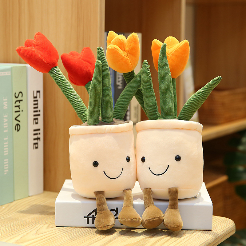New Year Creative Home Tulip Plush Toy Flower Potted Plant Simulation Fleshy Mushroom Fortune Tree Bedroom Ornaments