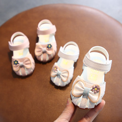 One piece drop shipping for girls newborn baby Korean style soft leather shoes 0-2 years old baby girl princess single shoes sandals