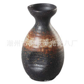 美光烧日本韩国式高温色釉陶瓷大肚清酒壶清酒瓶300ml