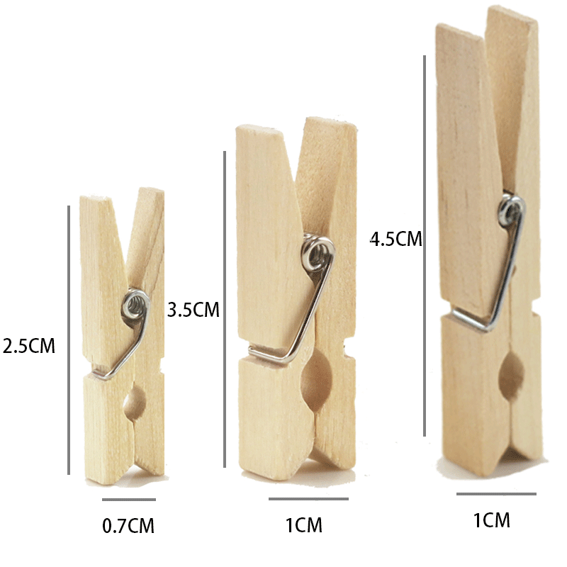 Supply multi-size log color clip DIY handmade decorative photo clip 100 pieces of natural color small wooden clip