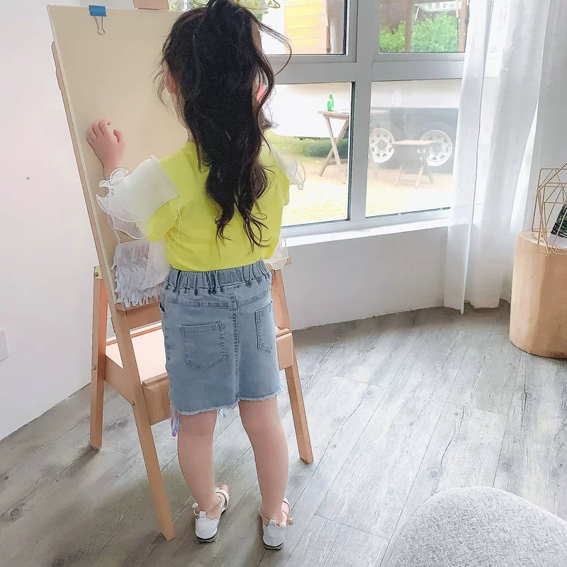 Комплект, джинсовая юбка, летняя одежда, для 3–8 лет